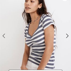 Ribbed Sweetheart Tee Blue Striped Madewell XS
